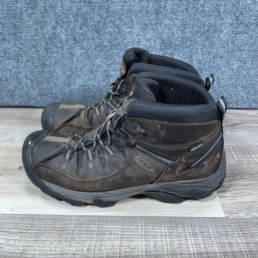 KEEN Targhee II Mid Waterproof Hiking Boots Mens 11 Wide Leather Brown